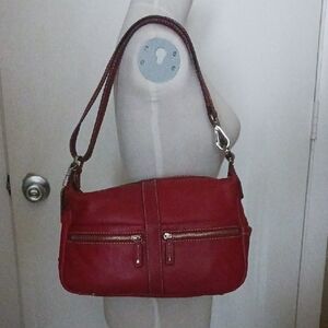 Tignanello Red Leather Shoulder Bag